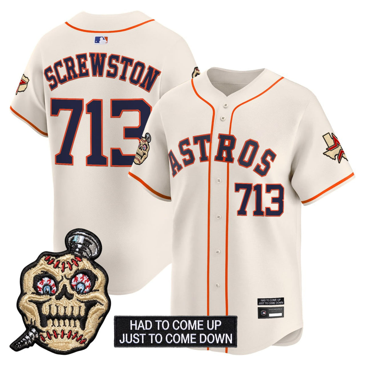 Houston Astros DJ Screw "Had To Come Up" Patch Vapor Premier Limited Jersey – All Stitched