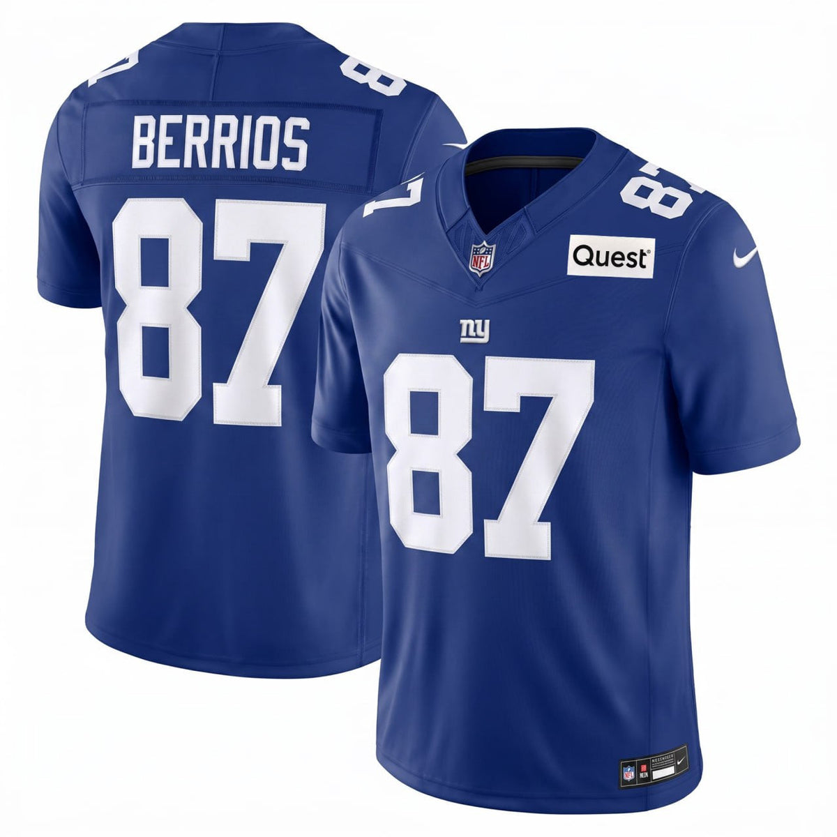 Braxton Berrios #87 New York Giants Royal Blue Jersey - All Stitched