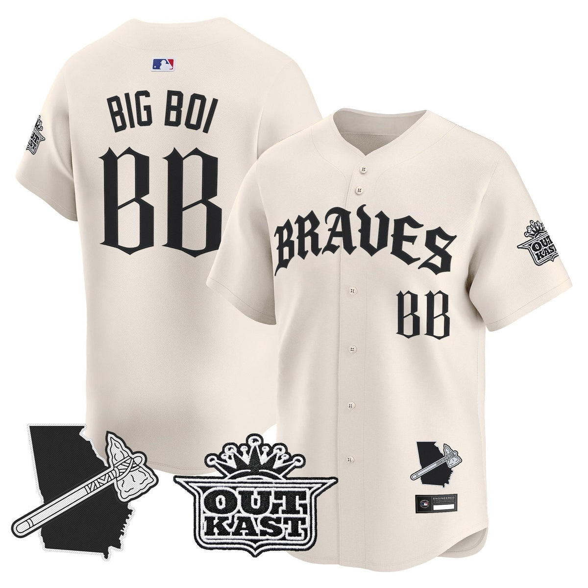 Atlanta Braves 'Old English Edition' Vapor Premier Limited Jersey - All Stitched