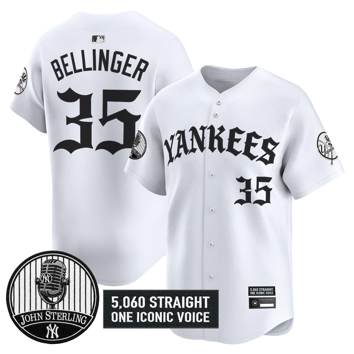 New York Yankees 'Old English Edition' Vapor Premier Limited Jersey - John Sterling Patch - All Stitched