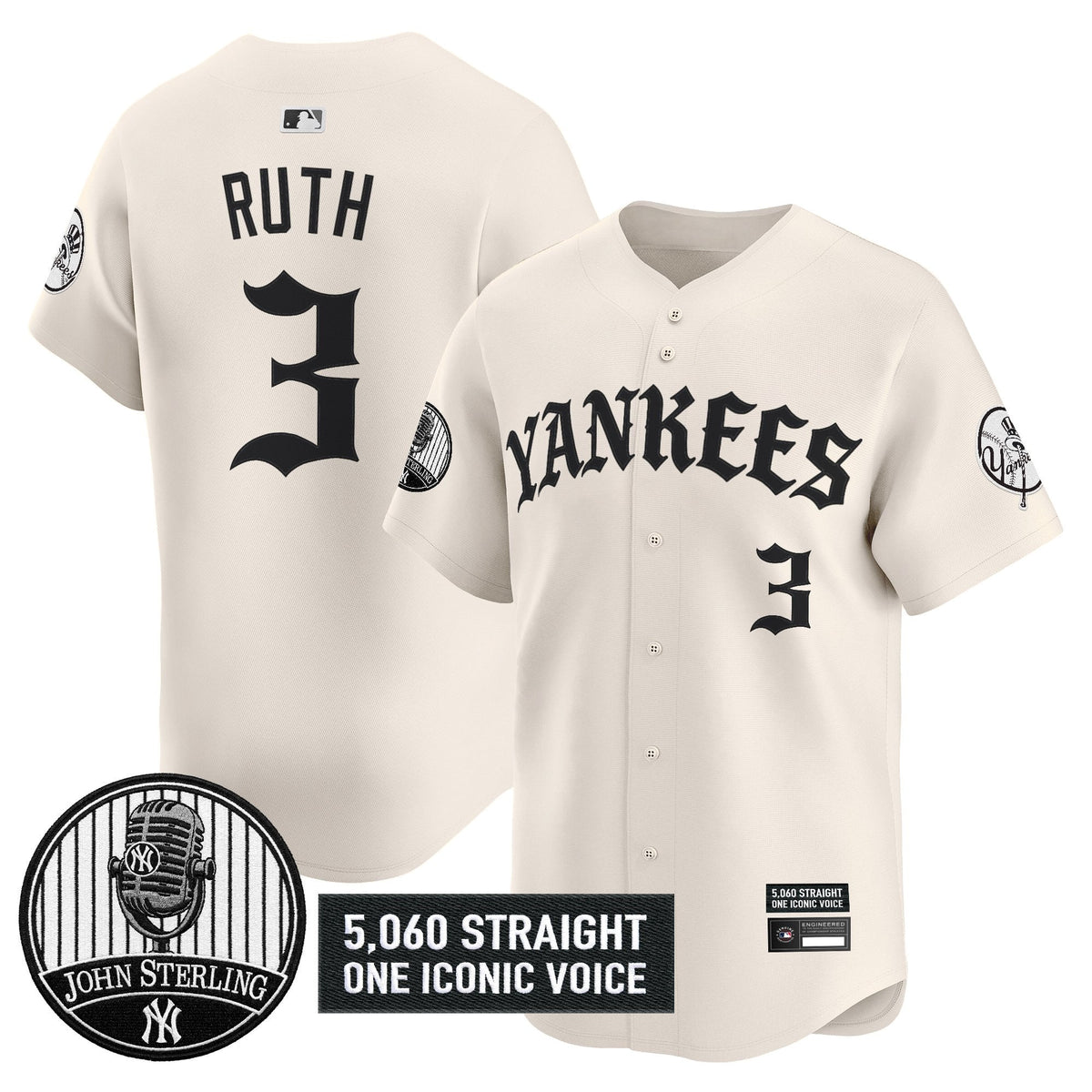 New York Yankees 'Old English Edition' Vapor Premier Limited Jersey - John Sterling Patch - All Stitched
