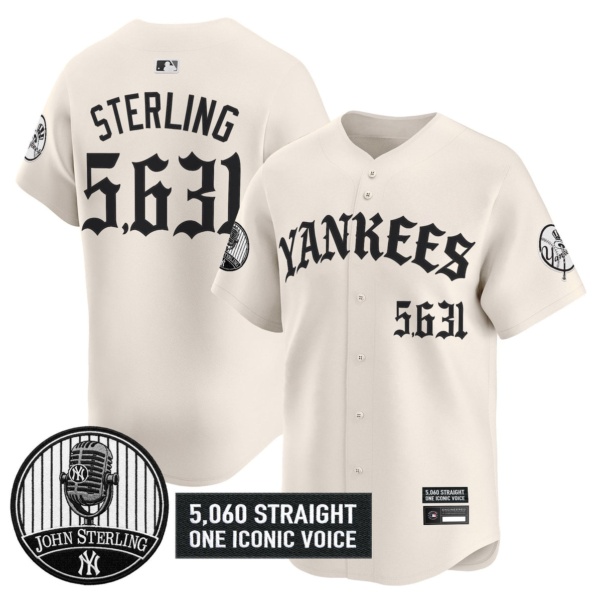 New York Yankees 'Old English Edition' Vapor Premier Limited Jersey - John Sterling Patch - All Stitched