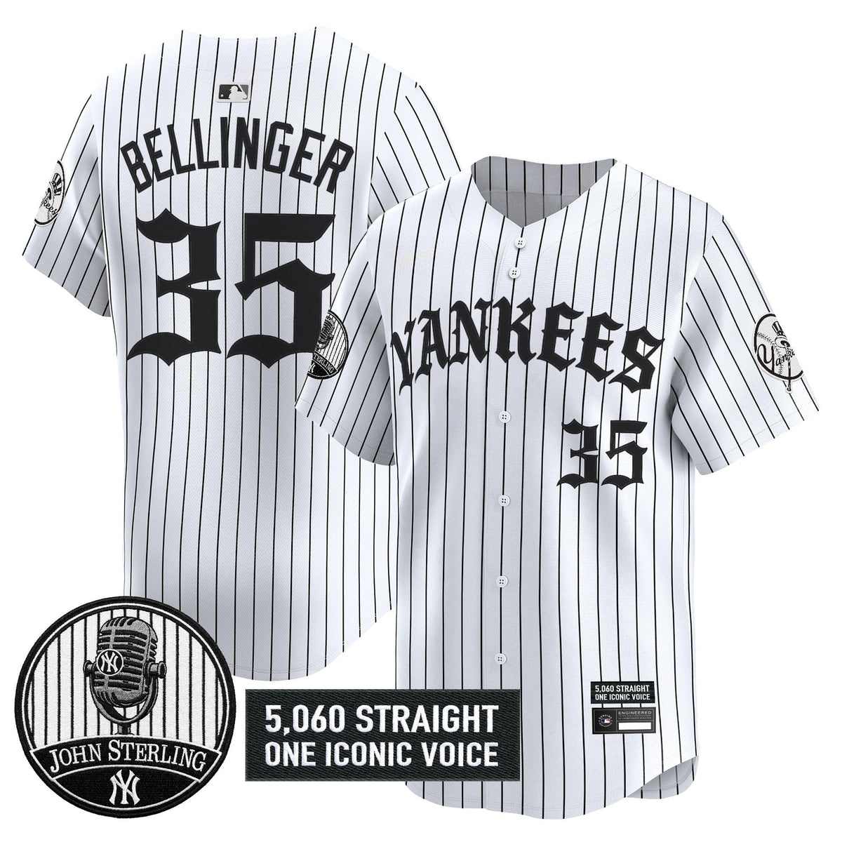 New York Yankees 'Old English Edition' Vapor Premier Limited Jersey - John Sterling Patch - All Stitched