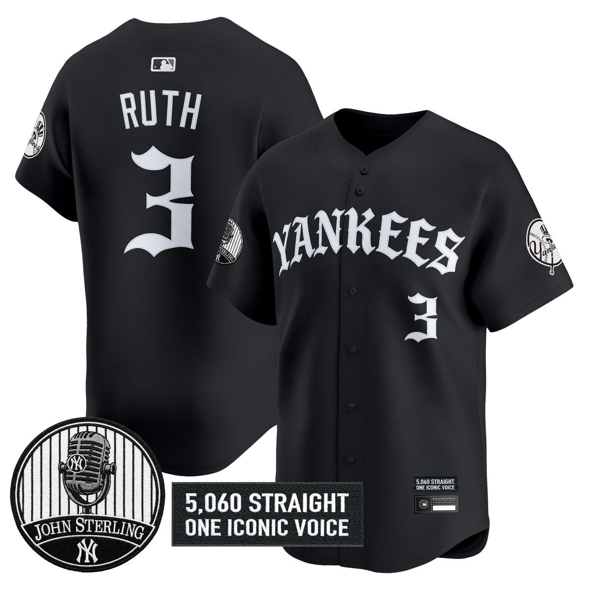 New York Yankees 'Old English Edition' Vapor Premier Limited Jersey - John Sterling Patch - All Stitched