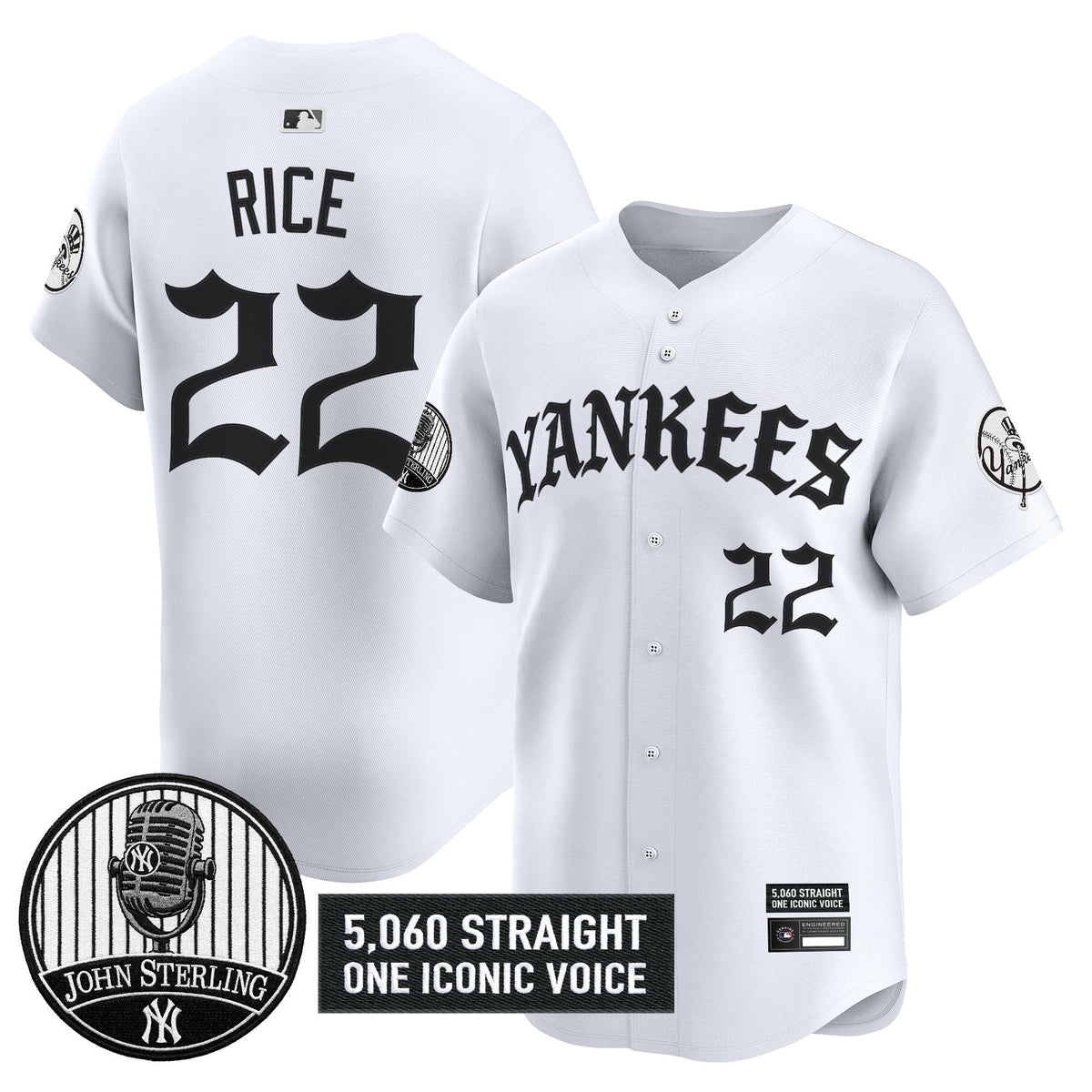 New York Yankees 'Old English Edition' Vapor Premier Limited Jersey - John Sterling Patch - All Stitched