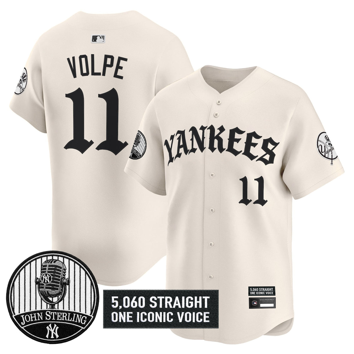New York Yankees 'Old English Edition' Vapor Premier Limited Jersey - John Sterling Patch - All Stitched