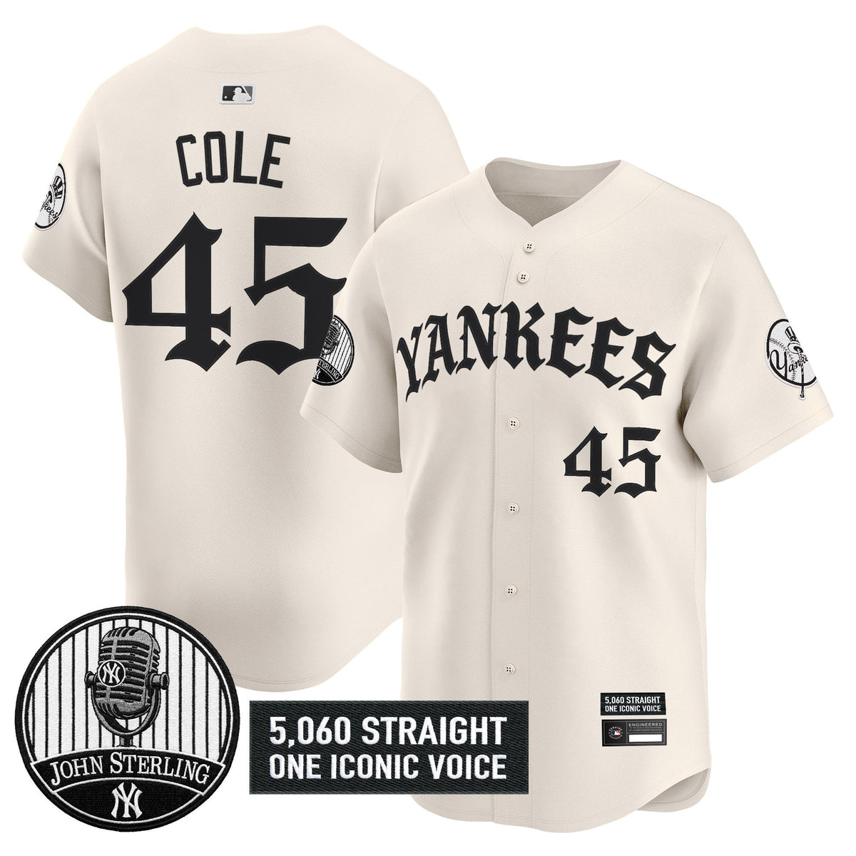 New York Yankees 'Old English Edition' Vapor Premier Limited Jersey - John Sterling Patch - All Stitched