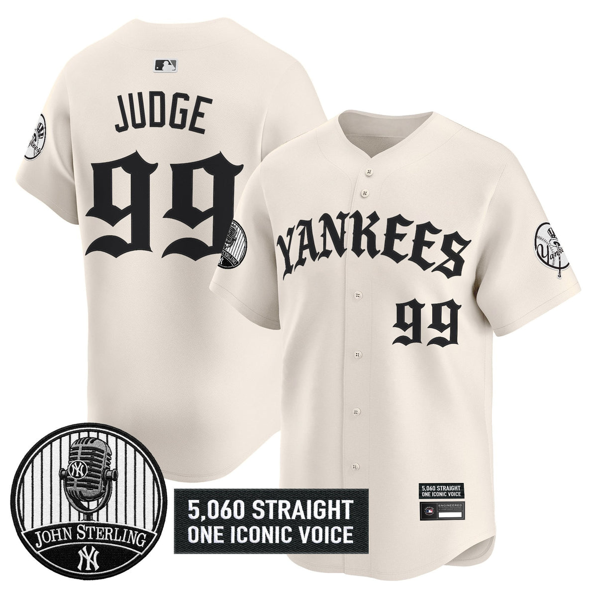 New York Yankees 'Old English Edition' Vapor Premier Limited Jersey - John Sterling Patch - All Stitched