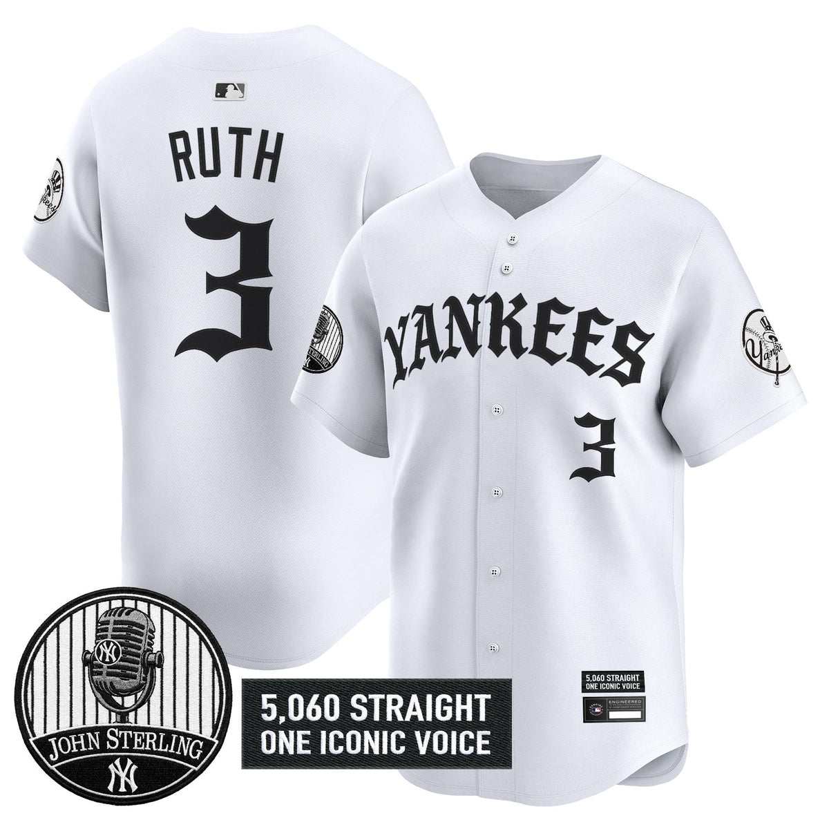 New York Yankees 'Old English Edition' Vapor Premier Limited Jersey - John Sterling Patch - All Stitched
