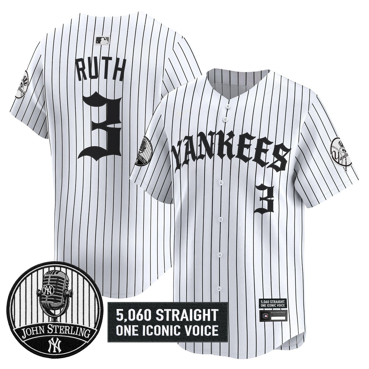 New York Yankees 'Old English Edition' Vapor Premier Limited Jersey - John Sterling Patch - All Stitched