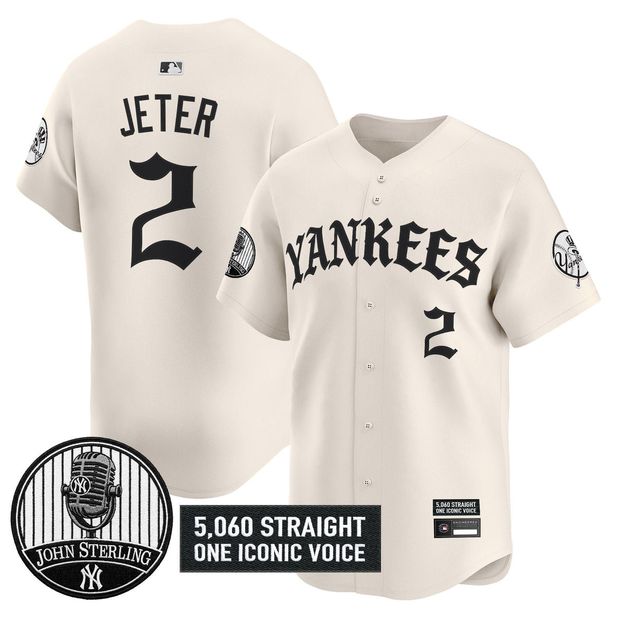 New York Yankees 'Old English Edition' Vapor Premier Limited Jersey - John Sterling Patch - All Stitched