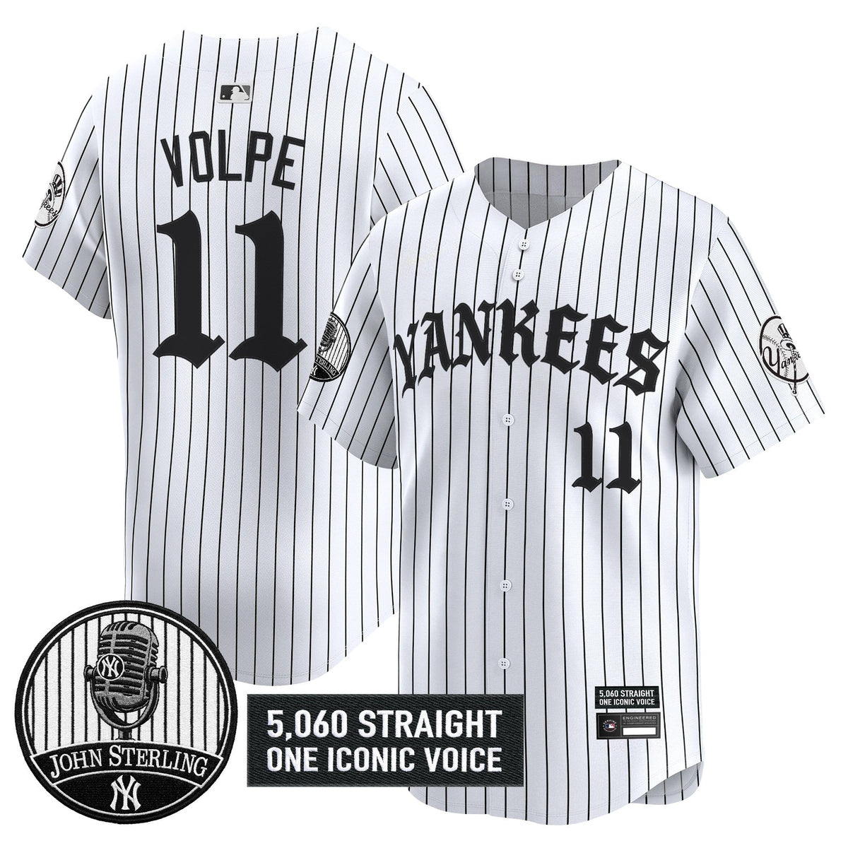 New York Yankees 'Old English Edition' Vapor Premier Limited Jersey - John Sterling Patch - All Stitched