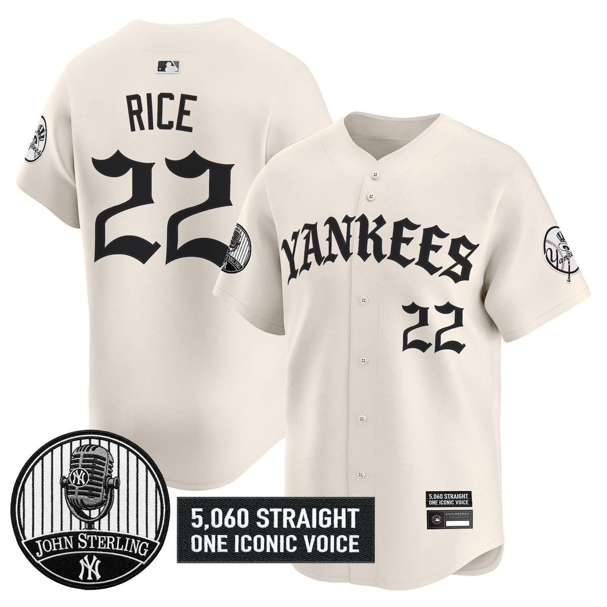 New York Yankees 'Old English Edition' Vapor Premier Limited Jersey - John Sterling Patch - All Stitched