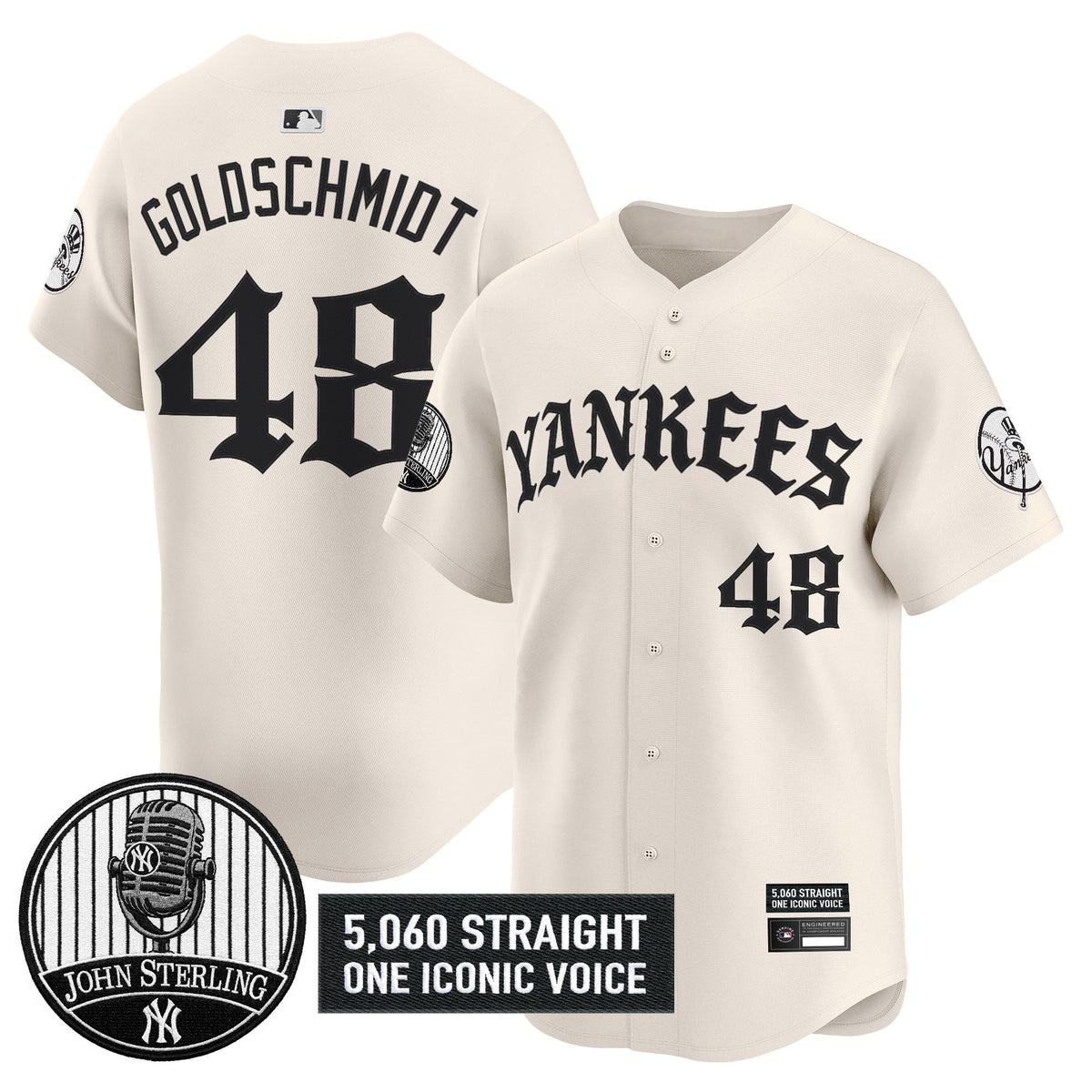 New York Yankees 'Old English Edition' Vapor Premier Limited Jersey - John Sterling Patch - All Stitched