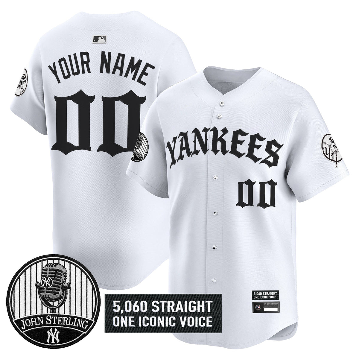 New York Yankees 'Old English Edition' Vapor Premier Limited Custom Jersey - John Sterling Patch - All Stitched
