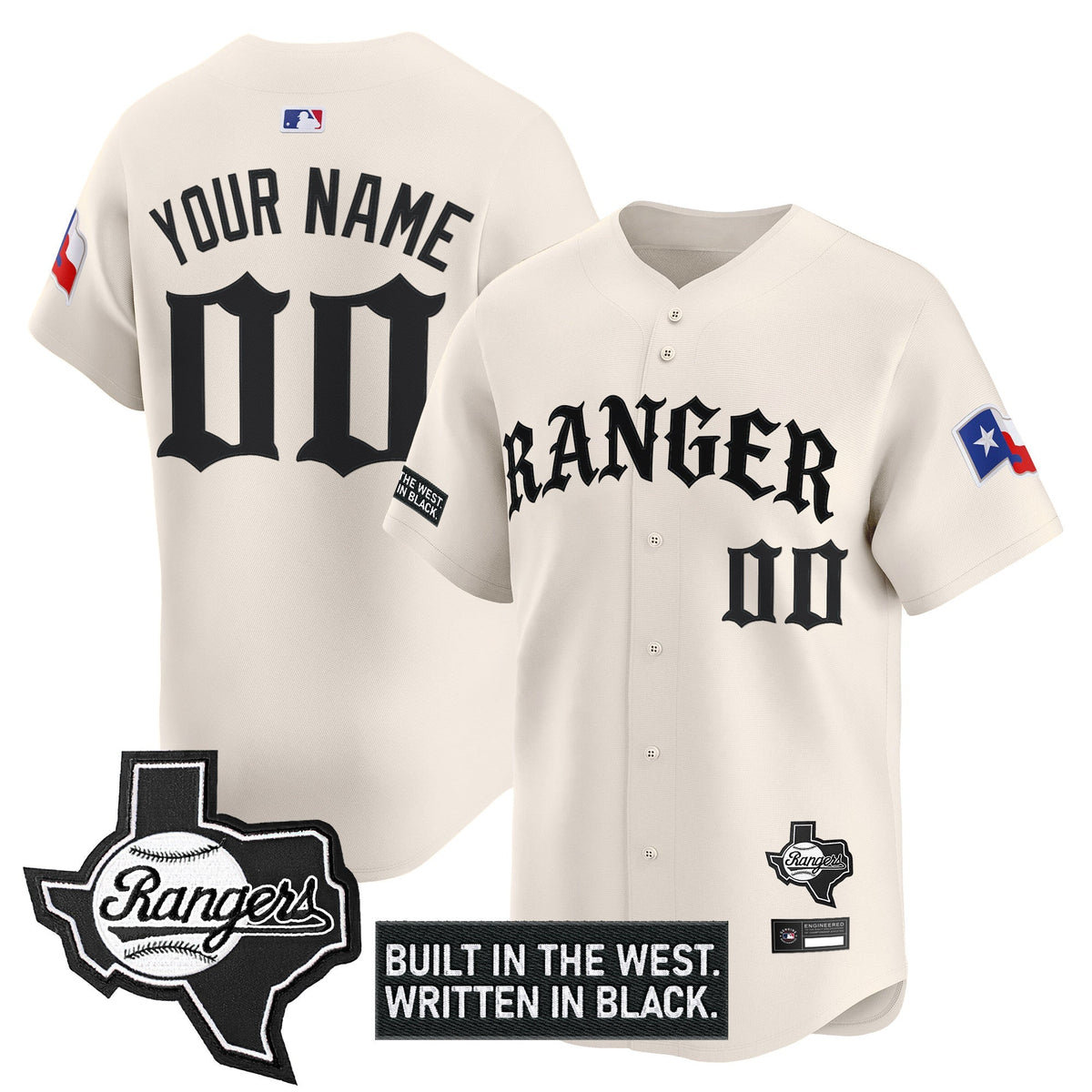 Texas Rangers 'Old English Edition' Vapor Premier Limited Custom Jersey - All Stitched