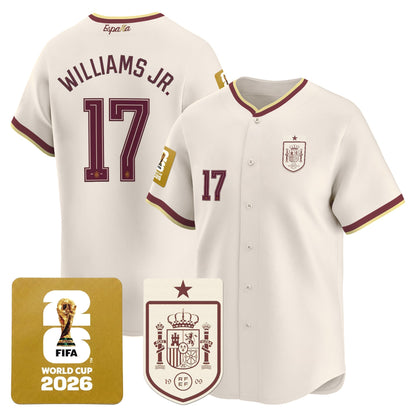 Spain 2026 World Cup Vapor Baseball Jersey - Stitched