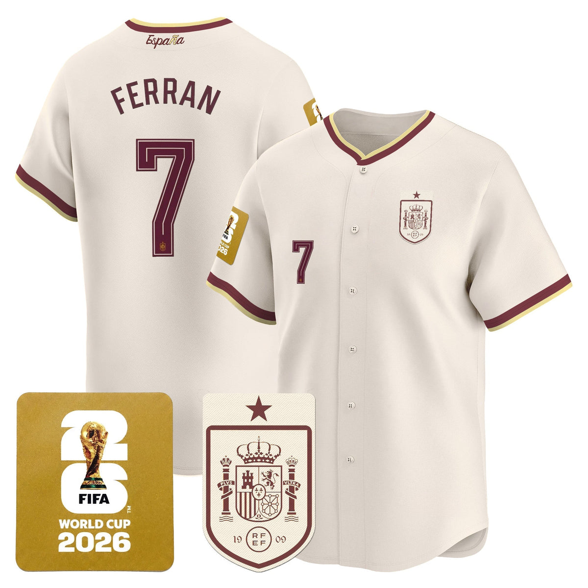 Spain 2026 World Cup Vapor Baseball Jersey - Stitched