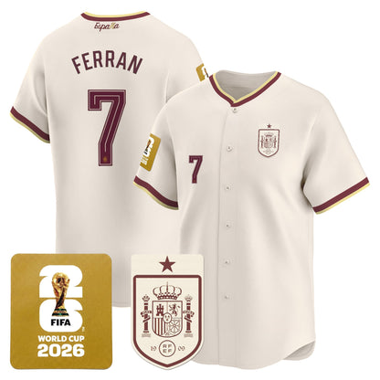 Spain 2026 World Cup Vapor Baseball Jersey - Stitched