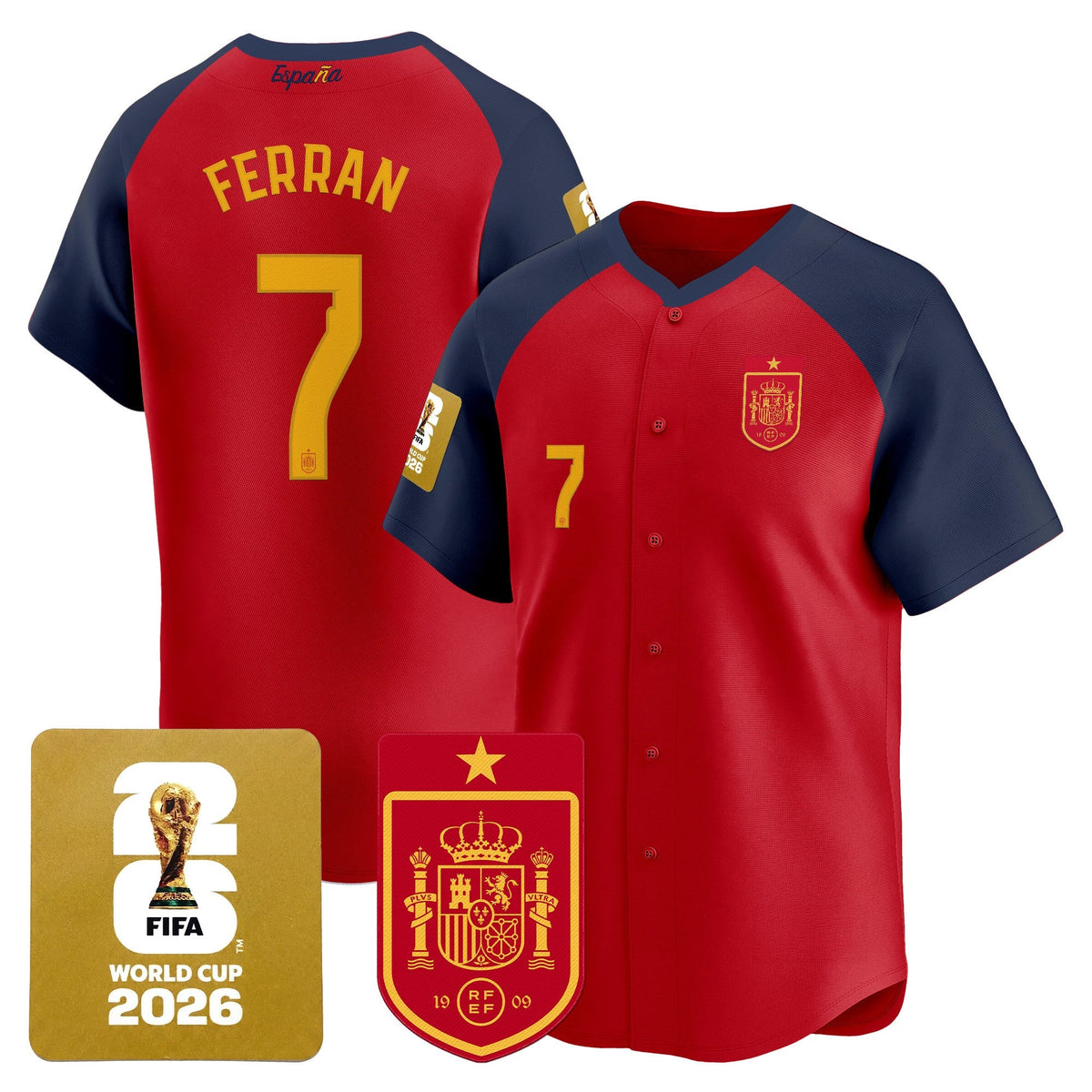 Spain 2026 World Cup Vapor Baseball Jersey - Stitched
