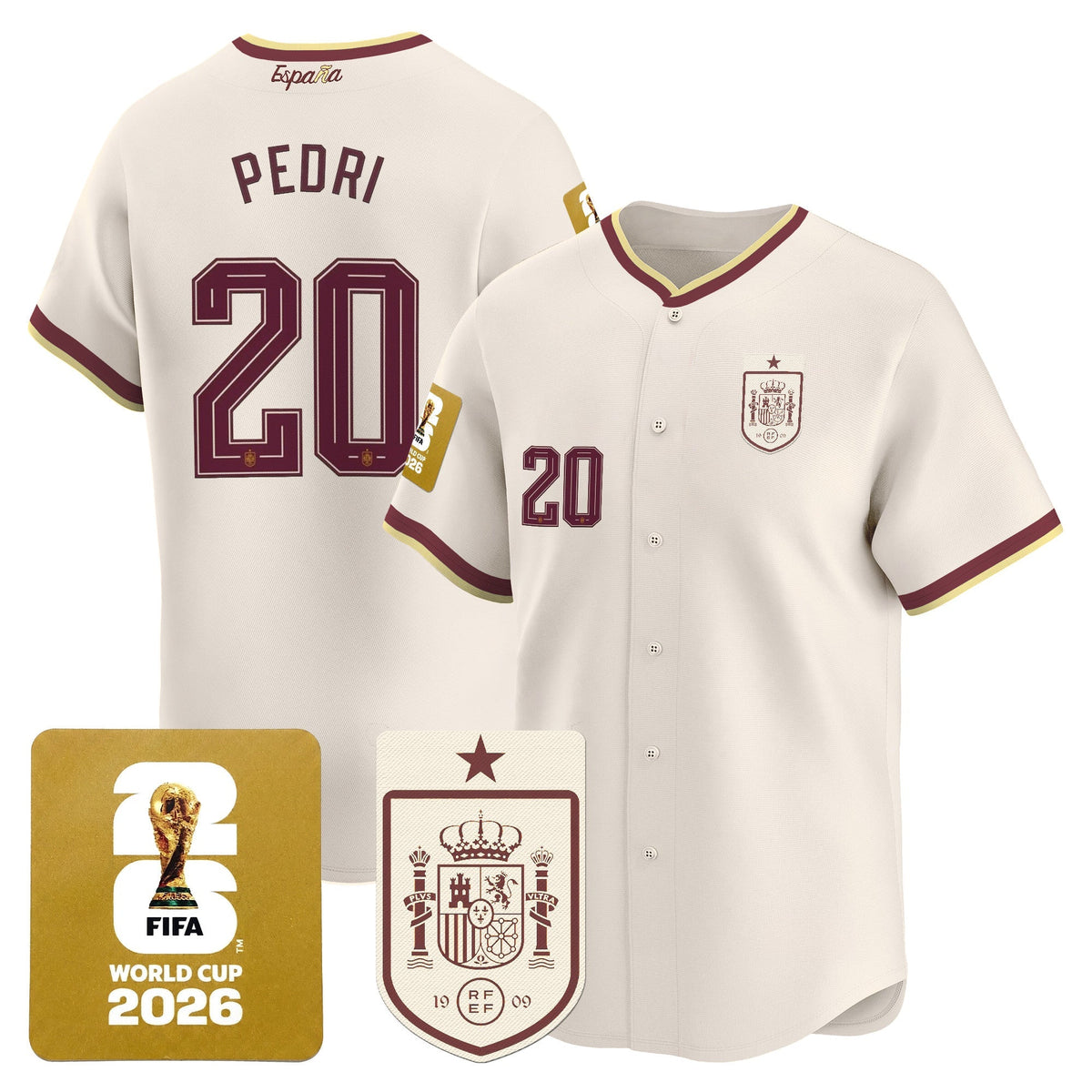 Spain 2026 World Cup Vapor Baseball Jersey - Stitched