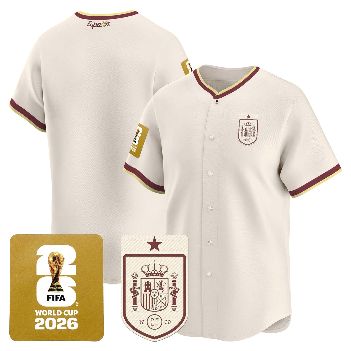 Spain 2026 World Cup Vapor Baseball Jersey - Stitched