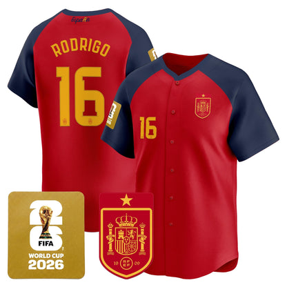 Spain 2026 World Cup Vapor Baseball Jersey - Stitched