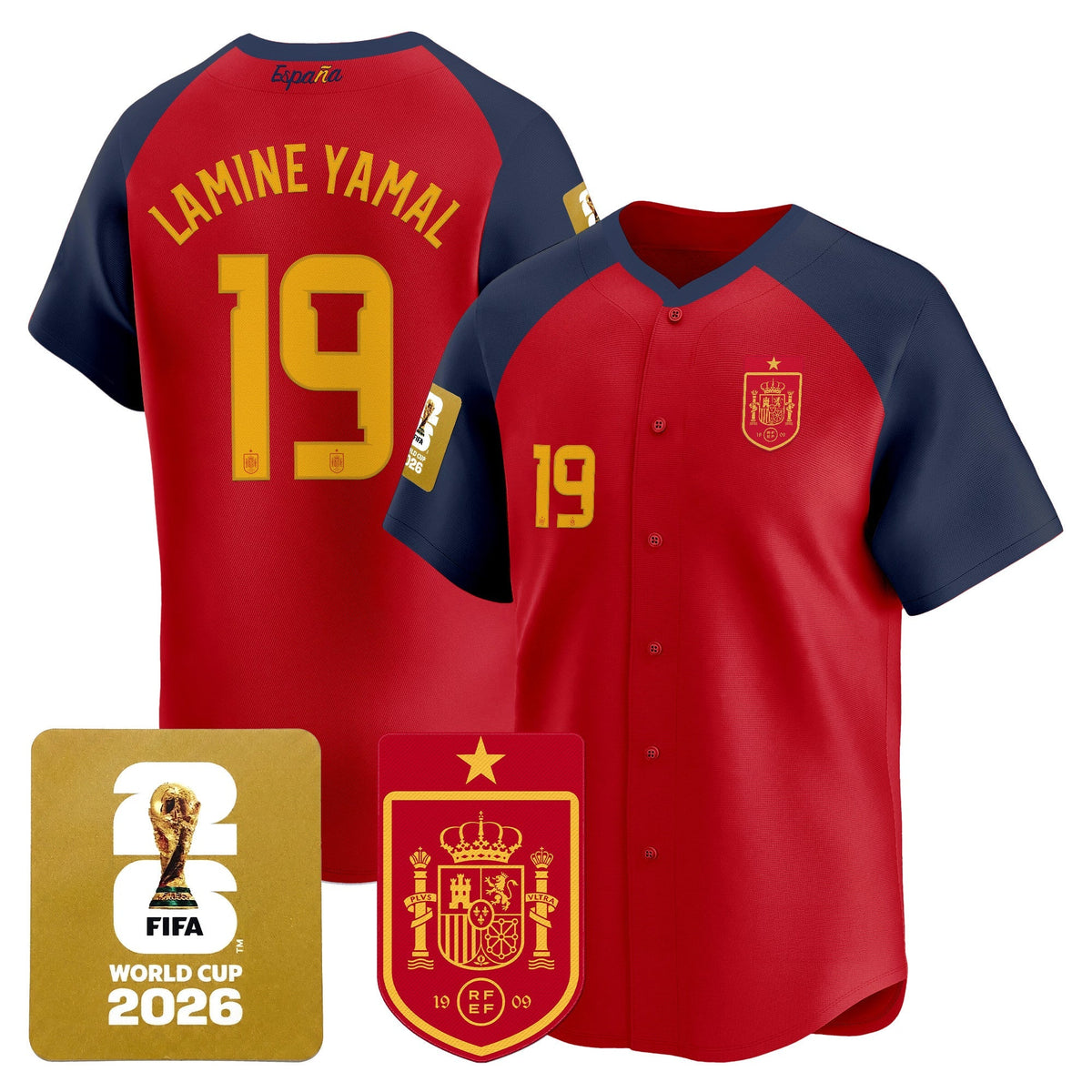 Spain 2026 World Cup Vapor Baseball Jersey - Stitched