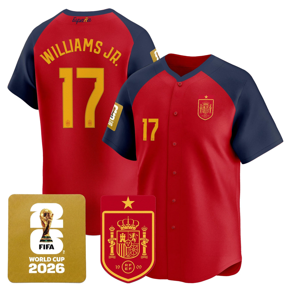 Spain 2026 World Cup Vapor Baseball Jersey - Stitched
