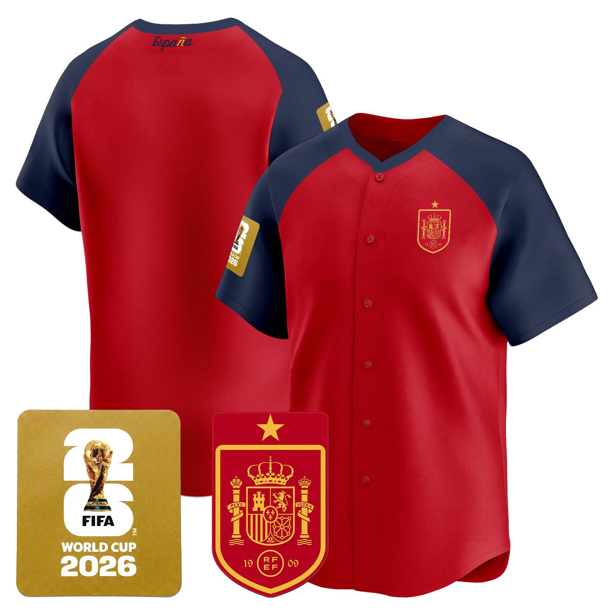 Spain 2026 World Cup Vapor Baseball Jersey - Stitched