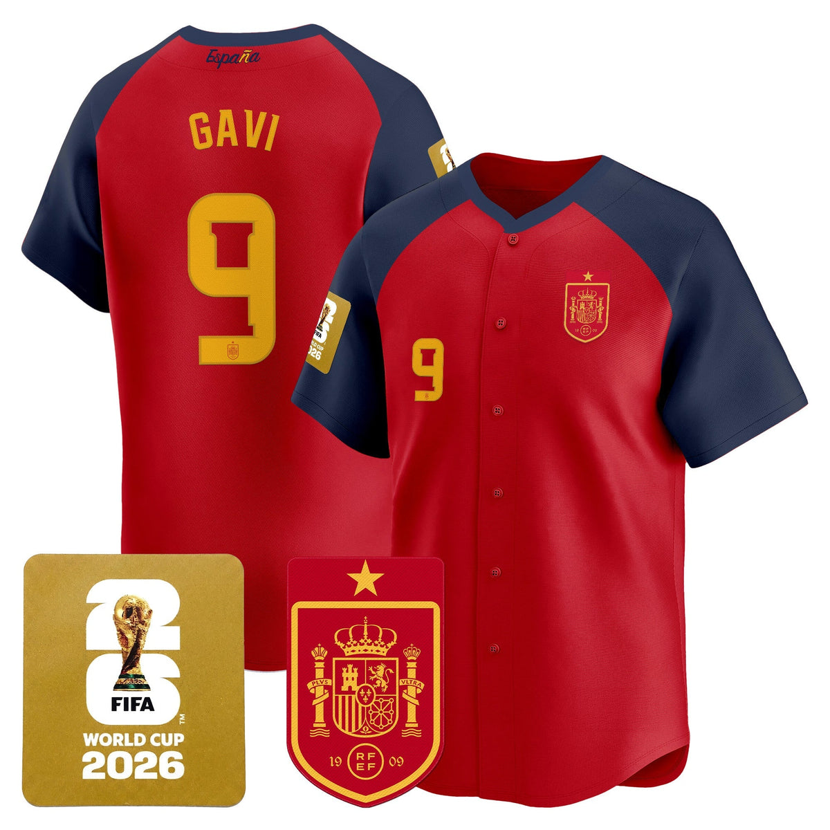 Spain 2026 World Cup Vapor Baseball Jersey - Stitched
