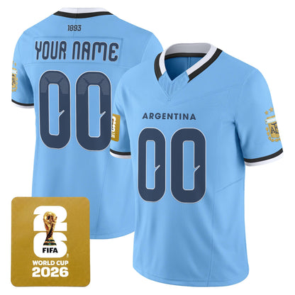 Argentina 2026 World Cup Vapor Football Custom Jersey - All Stitched