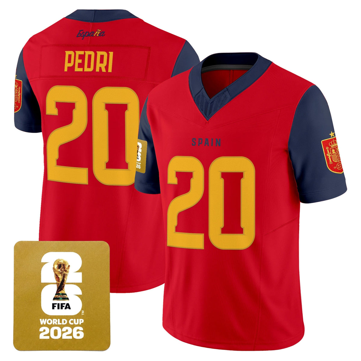 Spain 2026 World Cup Vapor Football Jersey - All Stitched