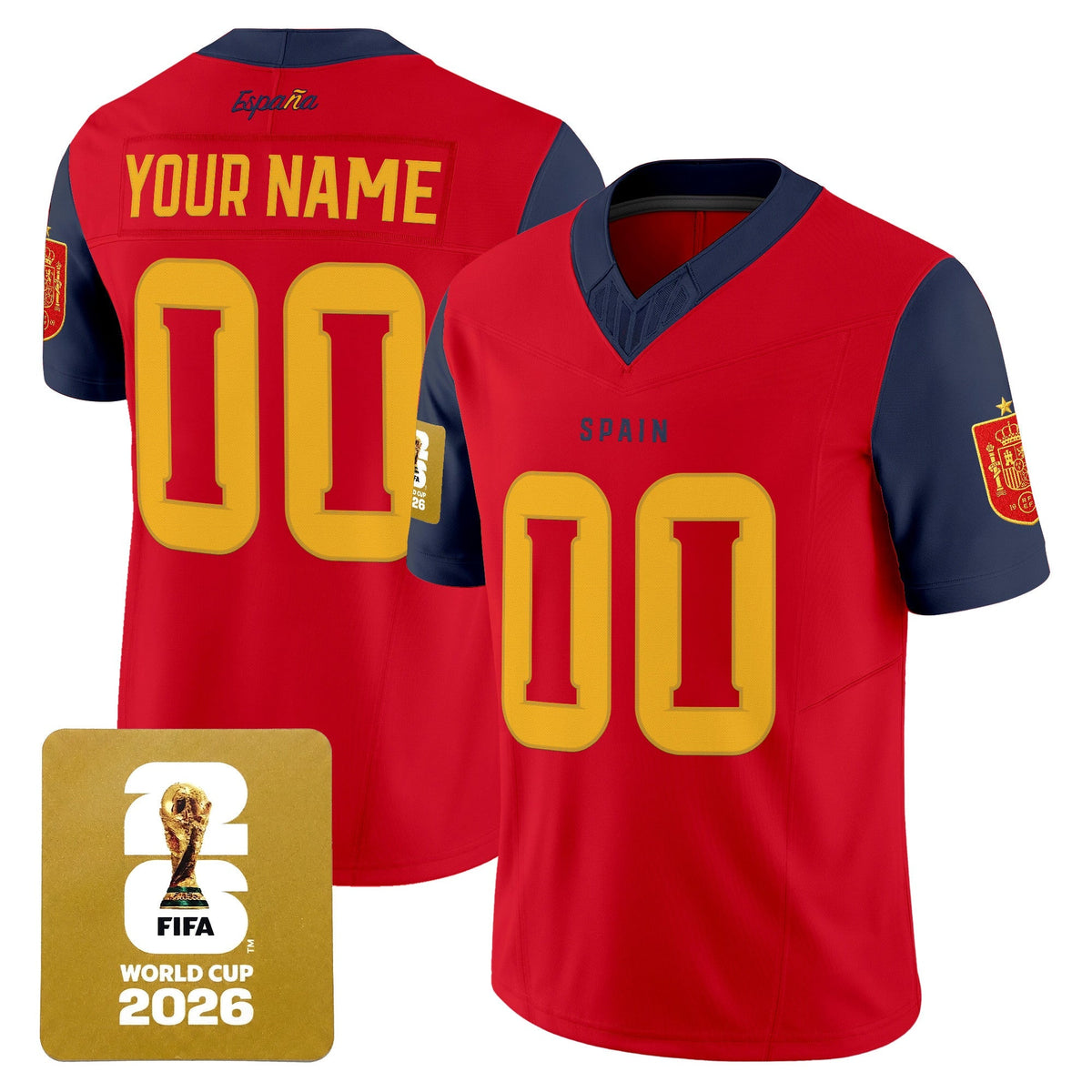Spain 2026 World Cup Vapor Football Custom Jersey - All Stitched