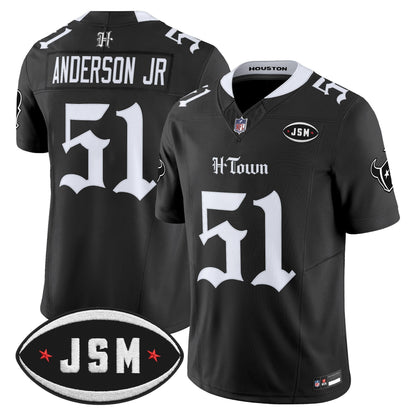 Houston Texans Janice McNair Memorial Patch Vapor Limited Jersey - Gothic Edition - All Stitched