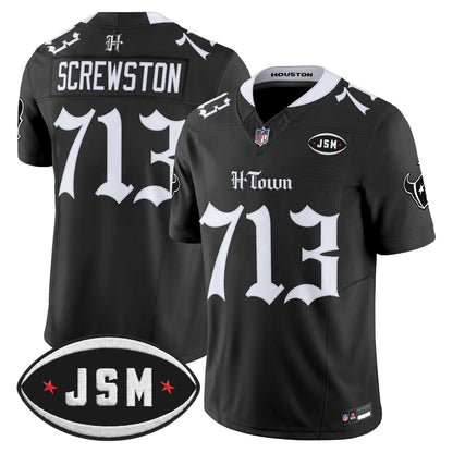 Houston Texans Janice McNair Memorial Patch Vapor Limited Jersey - Gothic Edition - All Stitched