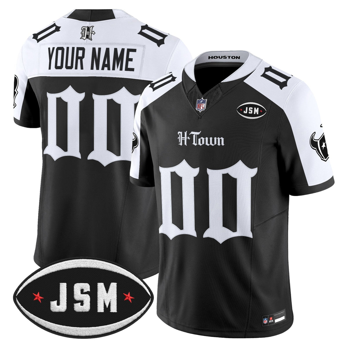 Houston Texans Janice McNair Memorial Patch Vapor Limited Custom Jersey - Gothic Edition - All Stitched