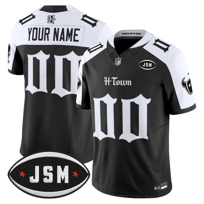Houston Texans Janice McNair Memorial Patch Vapor Limited Custom Jersey - Gothic Edition - All Stitched