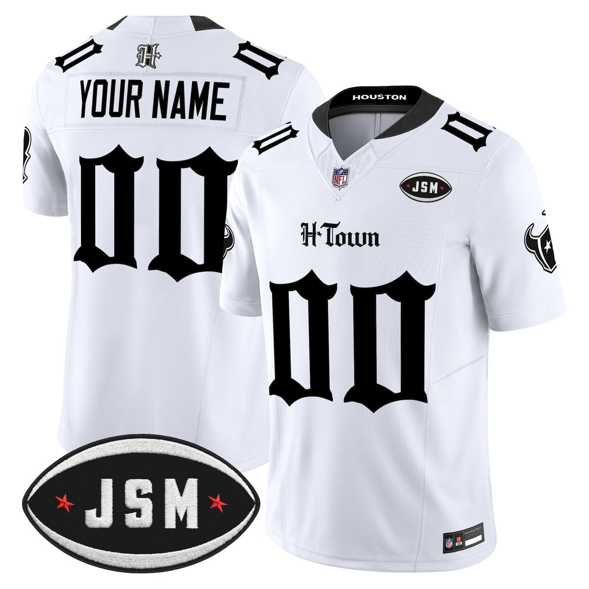 Houston Texans Janice McNair Memorial Patch Vapor Limited Custom Jersey - Gothic Edition - All Stitched