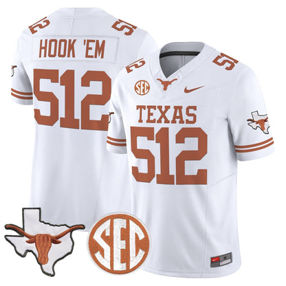 Texas Longhorns 2026 State Map & SEC Patch Vapor Limited Jersey - All Stitched