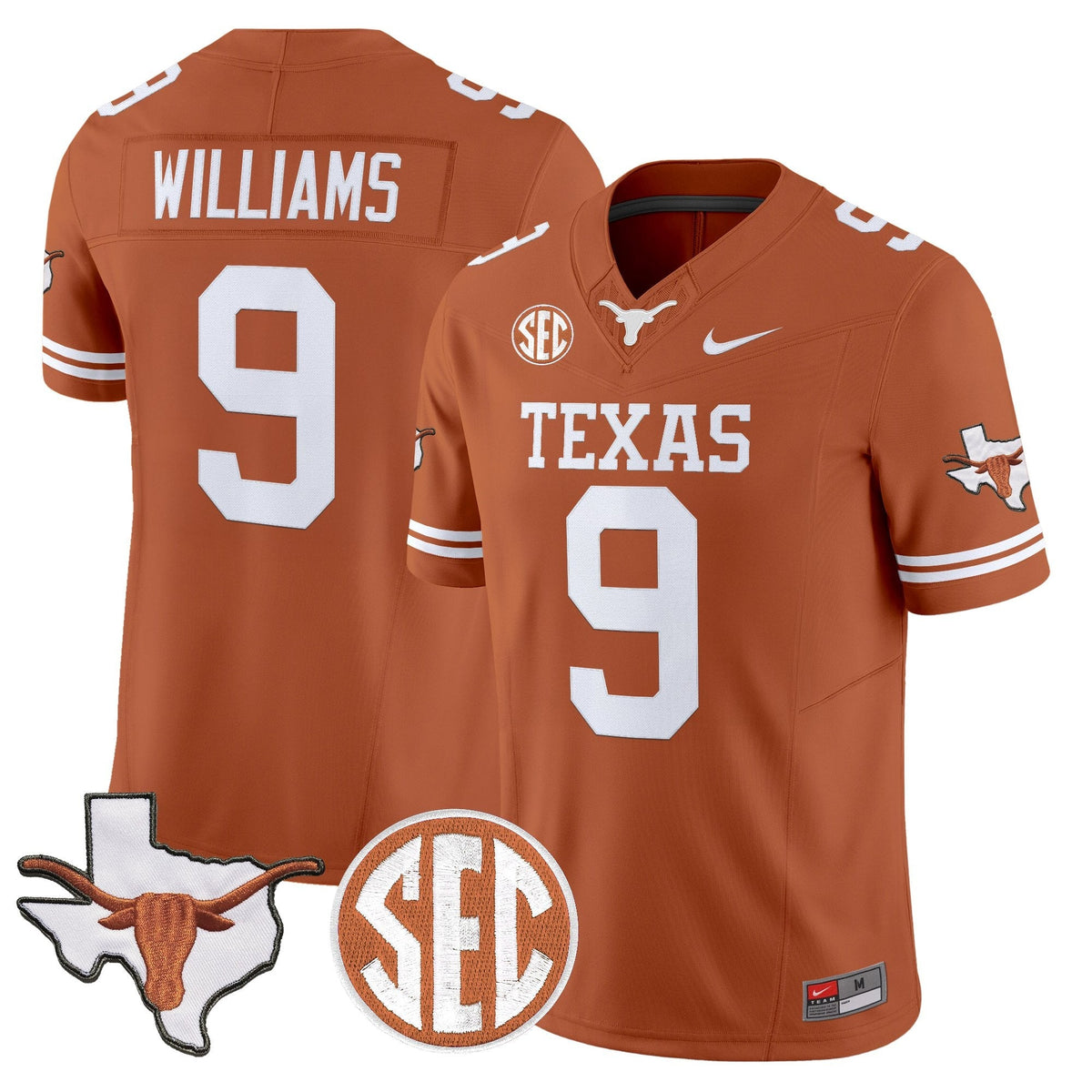 Texas Longhorns 2026 State Map & SEC Patch Vapor Limited Jersey - All Stitched