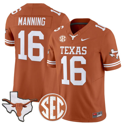 Texas Longhorns 2026 State Map & SEC Patch Vapor Limited Jersey - All Stitched