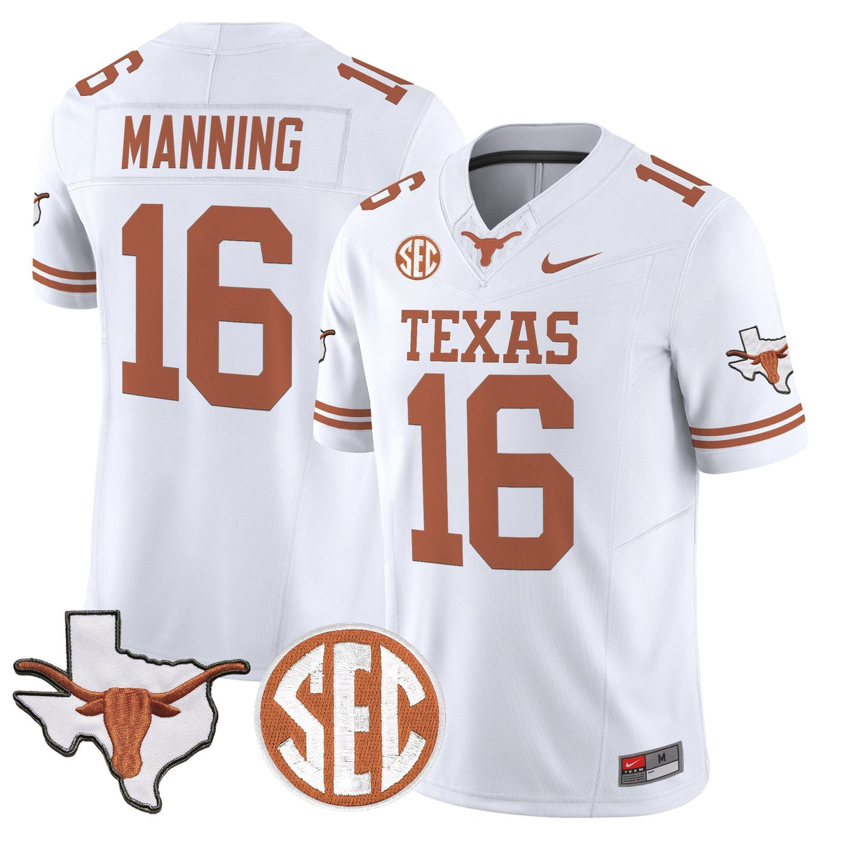 Texas Longhorns 2026 State Map & SEC Patch Vapor Limited Jersey - All Stitched