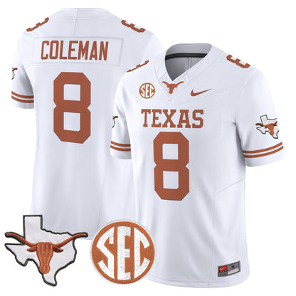 Texas Longhorns 2026 State Map & SEC Patch Vapor Limited Jersey - All Stitched