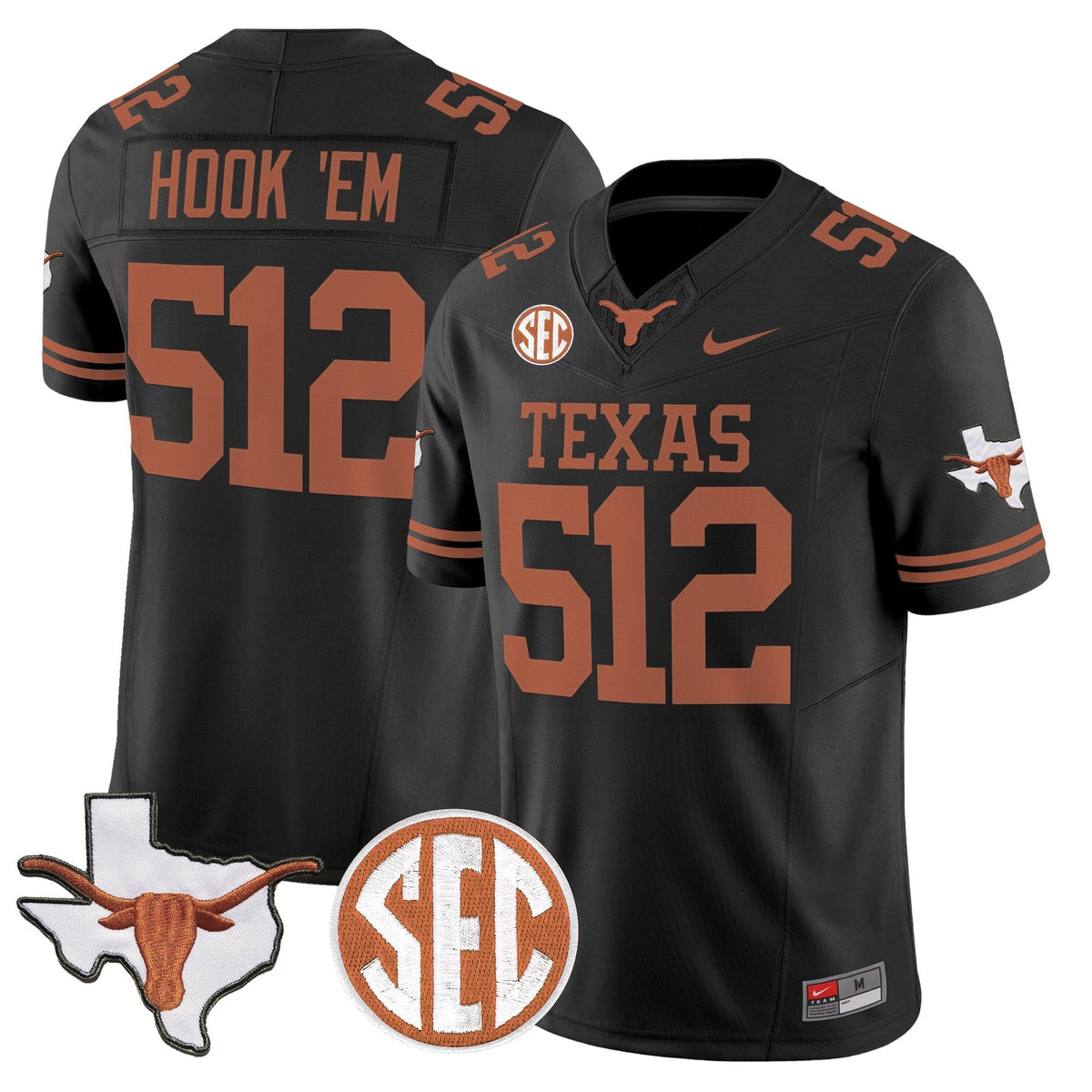 Texas Longhorns 2026 State Map & SEC Patch Vapor Limited Jersey - All Stitched