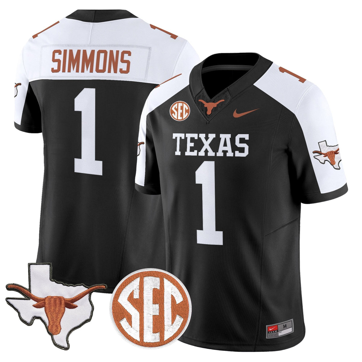 Texas Longhorns 2026 State Map & SEC Patch Vapor Limited Jersey - All Stitched