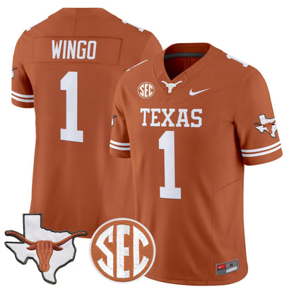 Texas Longhorns 2026 State Map & SEC Patch Vapor Limited Jersey - All Stitched