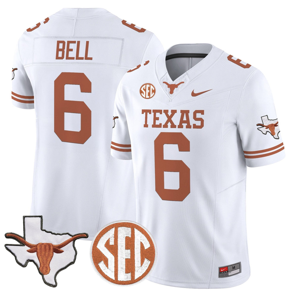Texas Longhorns 2026 State Map & SEC Patch Vapor Limited Jersey - All Stitched