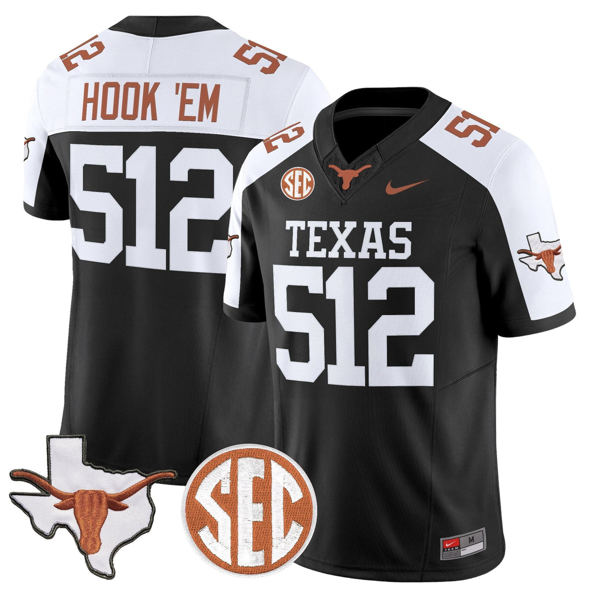 Texas Longhorns 2026 State Map & SEC Patch Vapor Limited Jersey - All Stitched