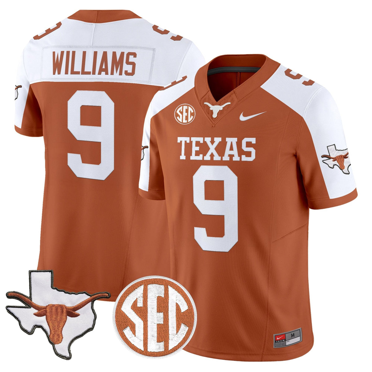 Texas Longhorns 2026 State Map & SEC Patch Vapor Limited Jersey - All Stitched